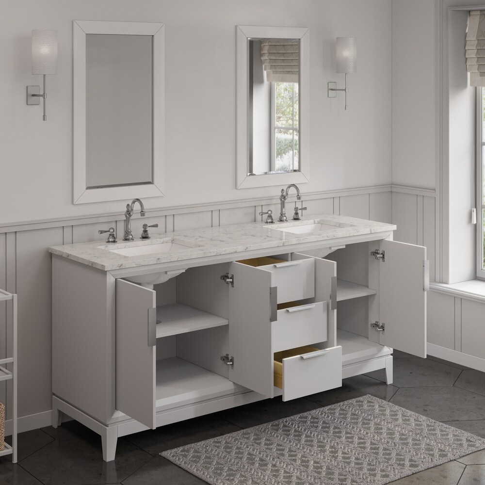 Elizabeth 72 Inch Double Sink Carrara White Marble Vanity