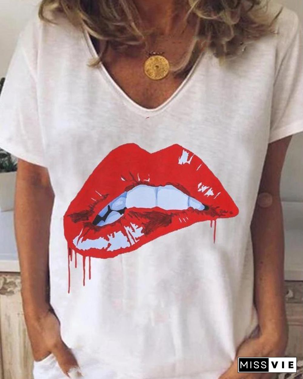 Lip Print T-Shirt P13286