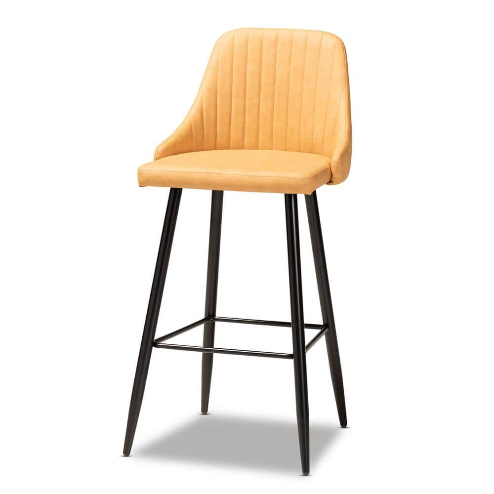 Baxton Studio Walter 29.5 in. Tan and Black Bar Stool (Set of 4) 171-10797-HD