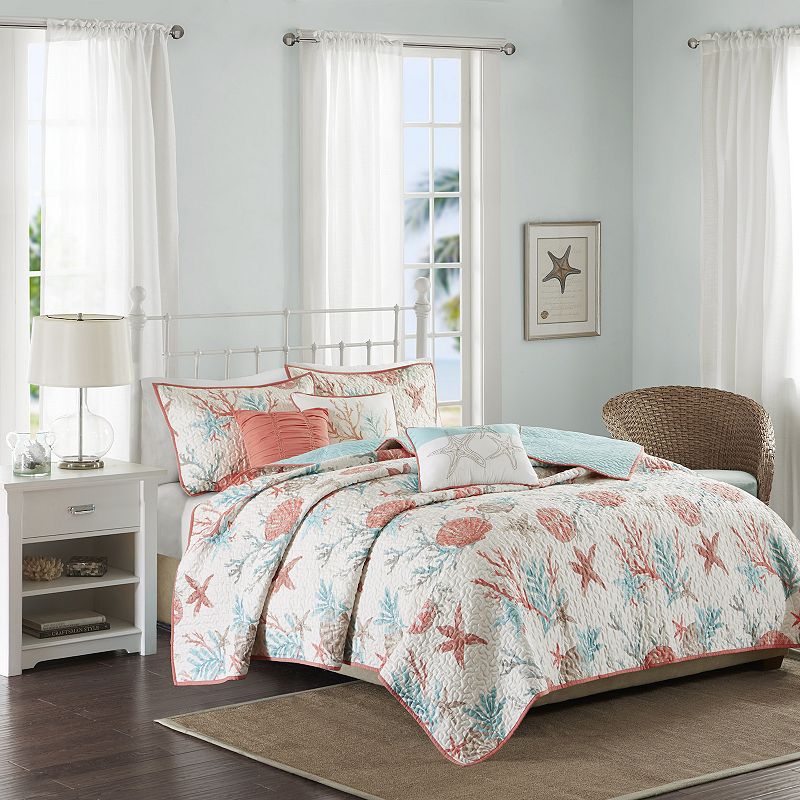 Madison Park Pacific Grove 6-piece Coastal Cotton Quilt Set with Shams and Throw Pillows