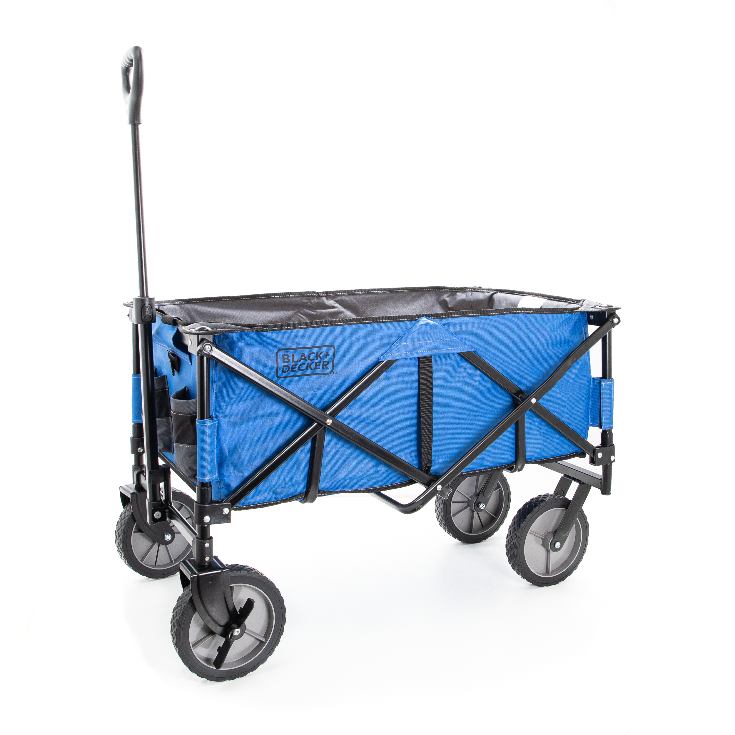 Collapsible Storage Cart, Folding Utility Wagon, Holds up to 176 lbs., Blue