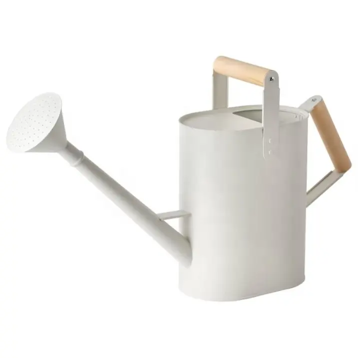 Buy Pure handmade White Watering Can Indoor Outdoor Pot for Home Gardening Plants Watering Wooden Handle made with fresh metal