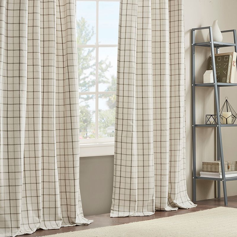 Madison Park Salford Plaid Rod Pocket and Back Tab Light Filtering 1 Window Curtain Panel