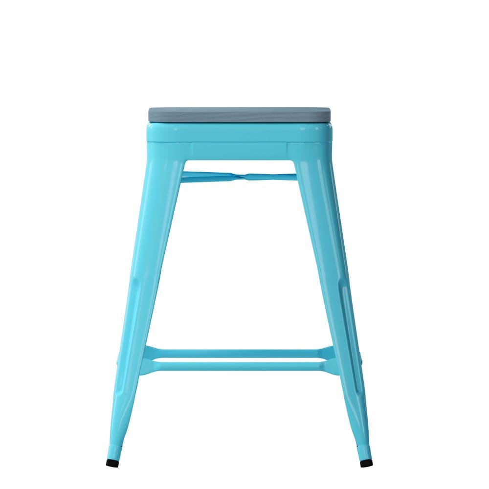 Weather Backless Commercial Bar Stool with Poly Resin Seat