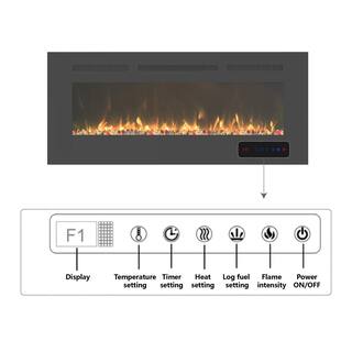 CASAINC 42 in. Built-in and Wall Mounted Electric Fireplace in Black CA-SMD-03