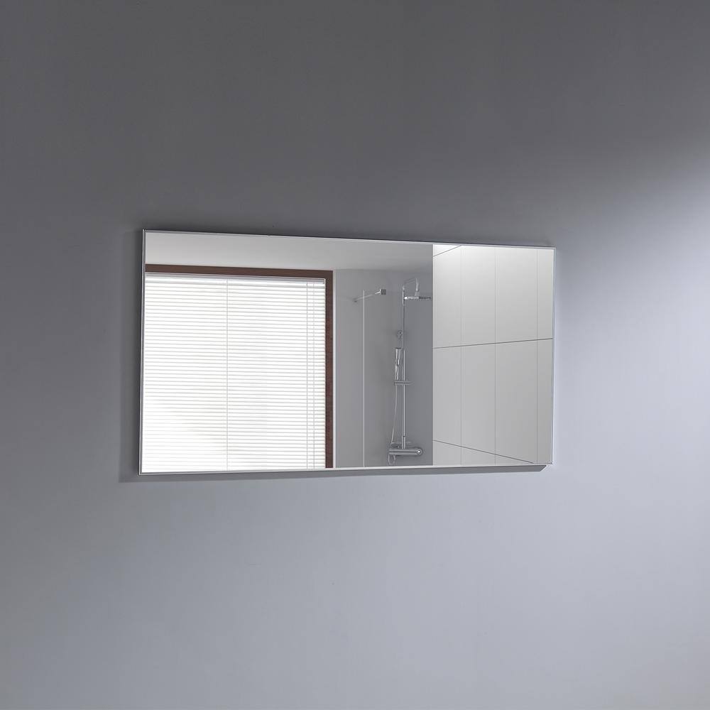 Eviva Sax 60 in. W x 30 in. H Framed Rectangular Bathroom Vanity Mirror in Brushed Silver EVMR01-60X30-MetalFrame