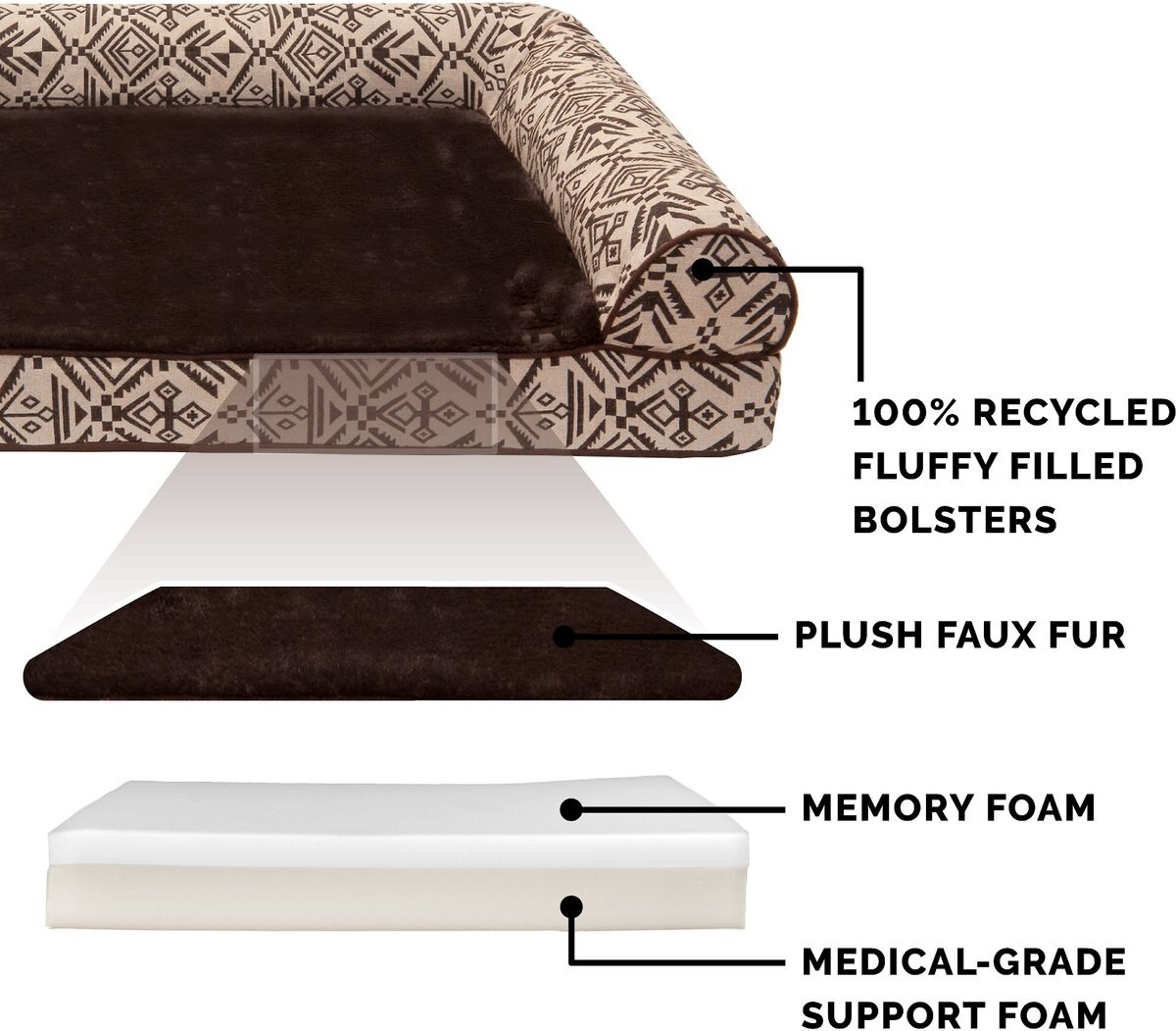 FurHaven Southwest Kilim Memory Foam Deluxe Chaise Dog and Cat Bed