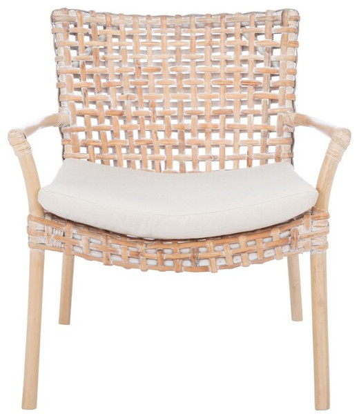 Lettie Rattan Accent Chair Natural White Wash/White   Modern   Armchairs And Accent Chairs   by Virgil Stanis Design  Houzz