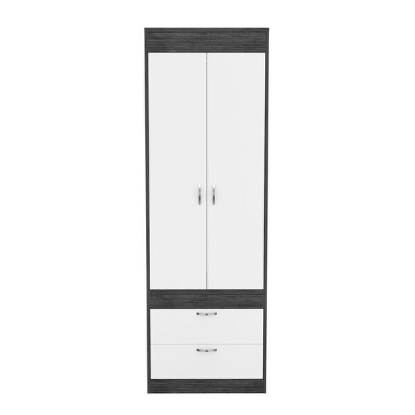 Wardrobe Cabinet with 2 Door， 2 Drawer and 1 Shelf - - 37938185