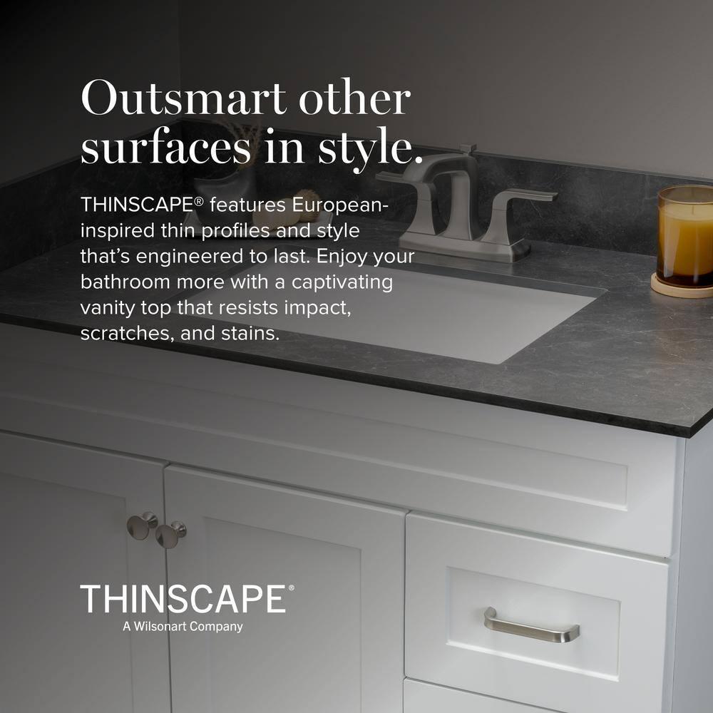 THINSCAPE 25 in W x 22 in Vanity Top in Black Amani with Single White Sink and 4 in Faucet Spread