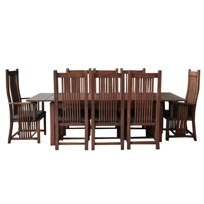 Mission Stow Leaf Table   High Back Chair Dining Set (2 Colors Available)