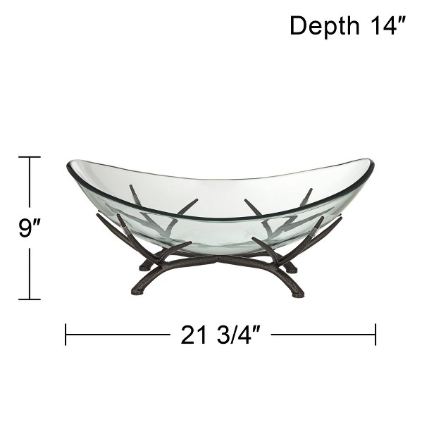 Kensington Hill St Tropez Black Metal And Clear Glass Oval Decorative Bowl