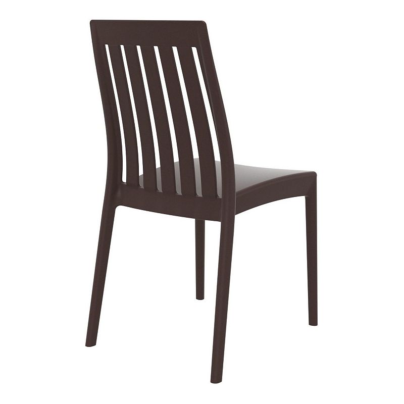 35 Brown High Back Stackable Outdoor Patio Dining Chair