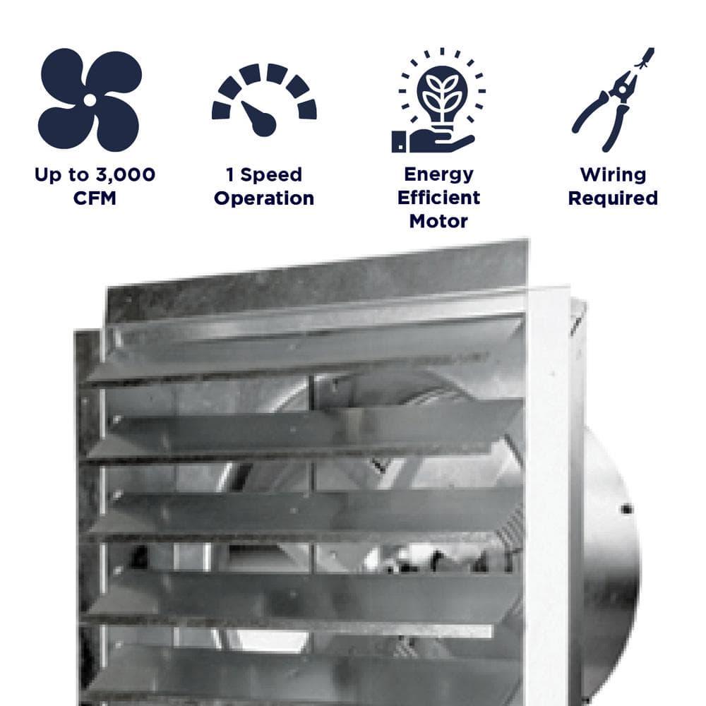 Maxx Air 18 in Heavy Duty Exhaust Fan with Automatic Shutter in Mill