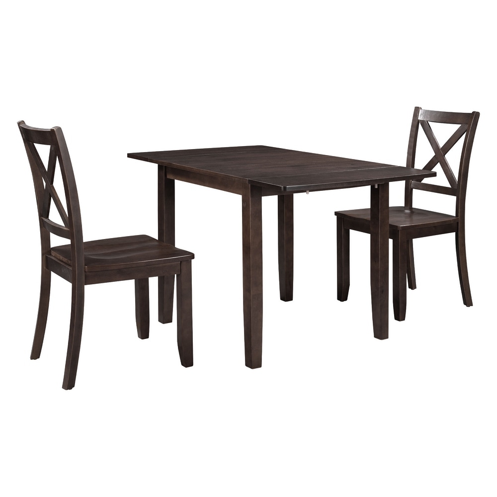 Living Room 3 Piece Drop Leaf Breakfast Nook Dining Table Sets  Brown