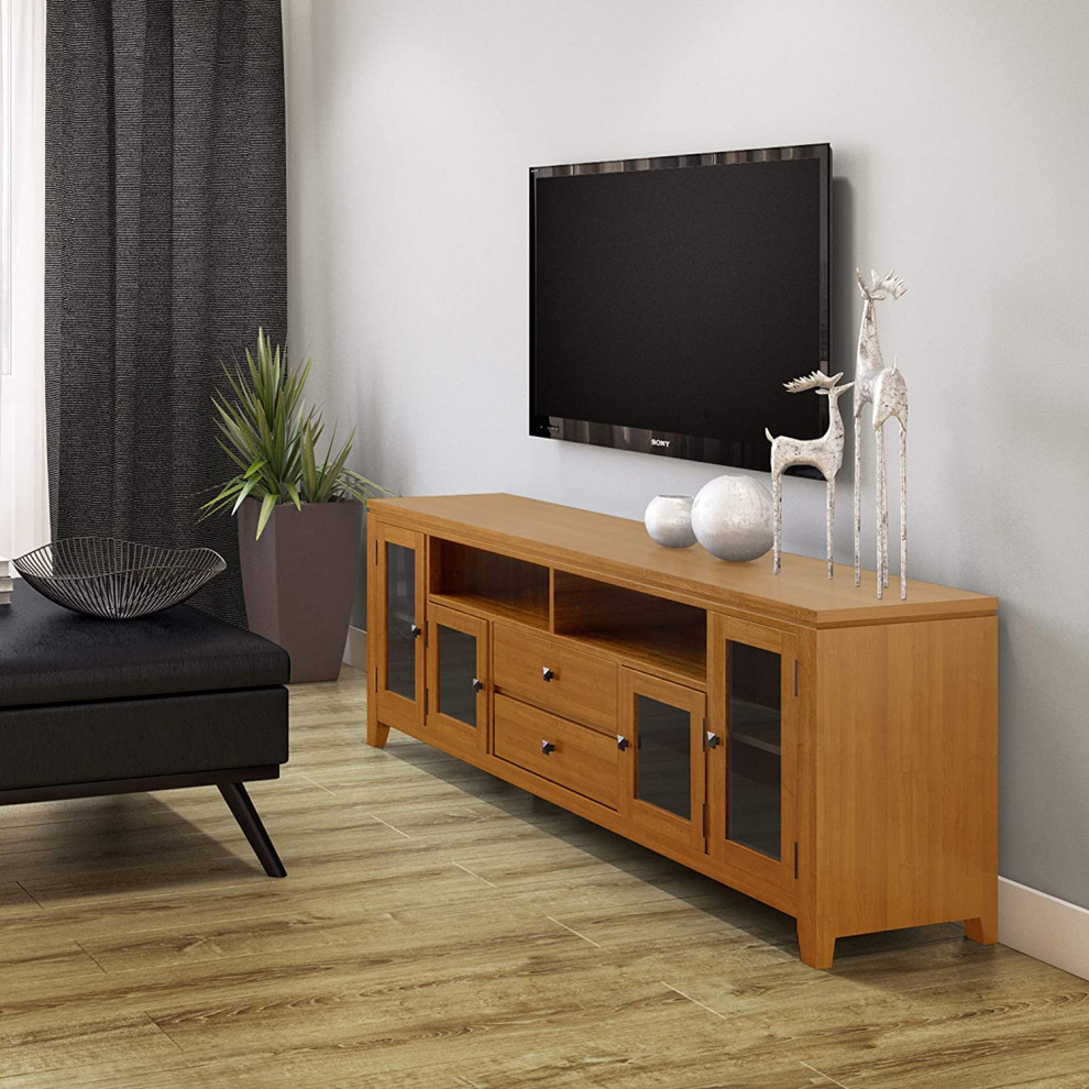 Contemporary TV Stand  Center Drawers  ampGlass Cabinet Doors   Rustic   Entertainment Centers And Tv Stands   by Decorn  Houzz