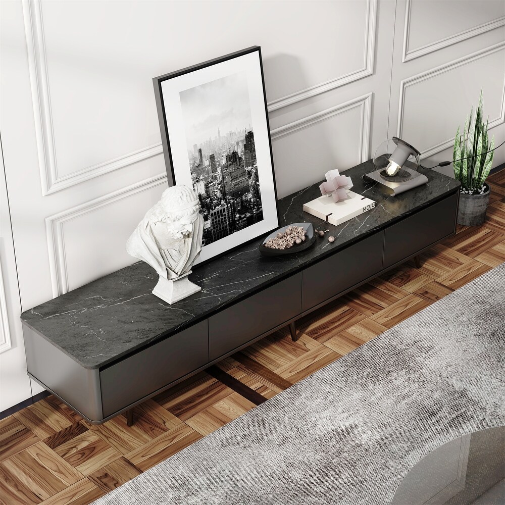 Modern TV Stand with Handle Free Design 4 Drawers