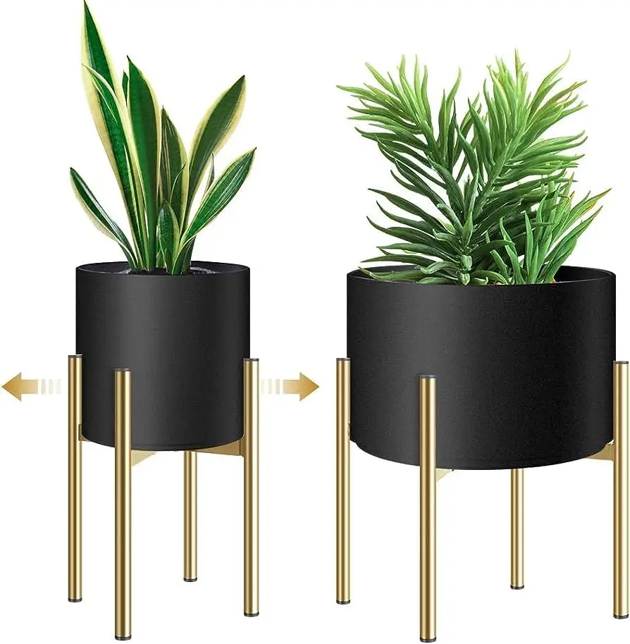 Black Coated Planters with Single stand Eco Friendly New Metal iron Flower Pots wholesale Supplies Home Decorative Planters