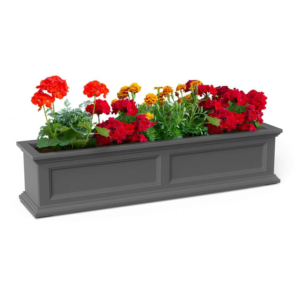 Mayne Fairfield 48 in. x 11 in. Self-Watering Graphite Grey Polyethylene Window Box 5823-GRG