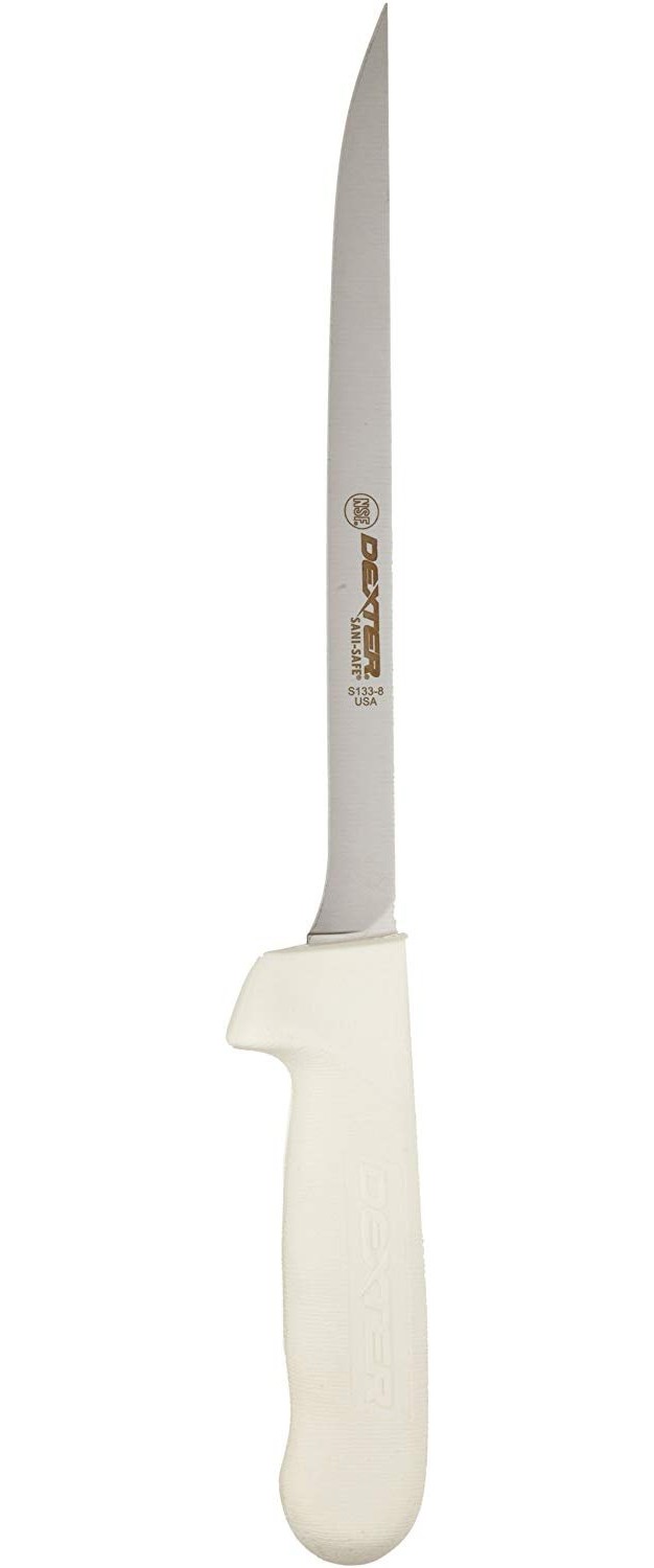 Carbon Steel Blade Narrow Fillet Knife With White Polypropylene Handle