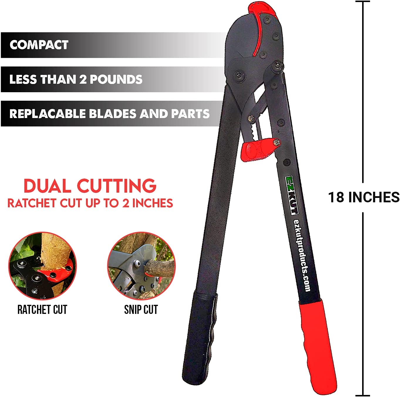 EZ Kut Lil G Ratchet Tree Loppers Ratchet Function - Sub Compact Lightweight Loppers and Pruners