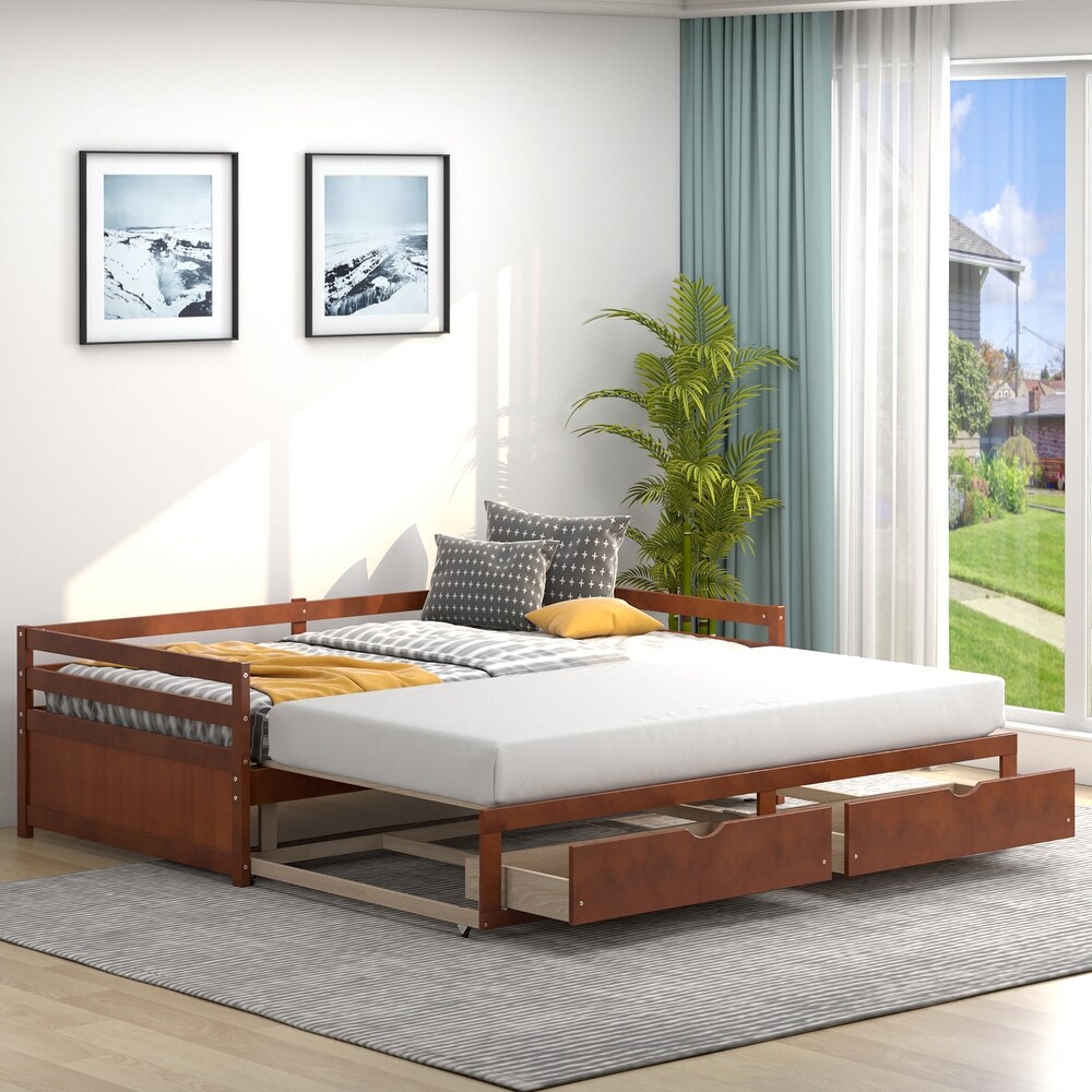 Costway Twin to King Daybed with 2 Drawers Wooden Sofa Bed for   See Details