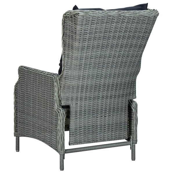 vidaXL Reclining Patio Chair with Cushions Poly Rattan Light Gray