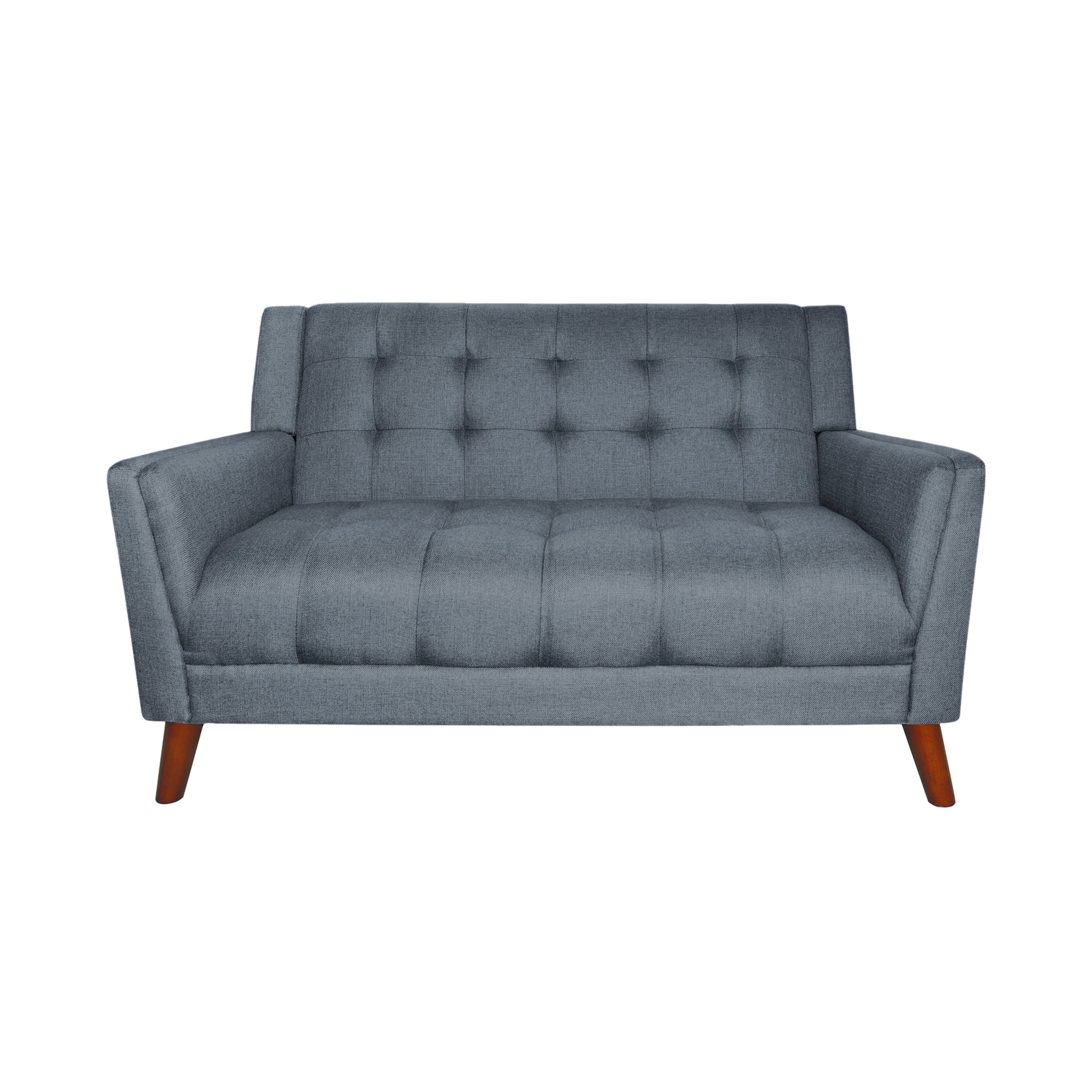 Noble House Laiah Fabric Tufted Loveseat, Dark Gray