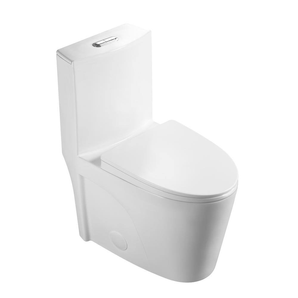 Aoibox 1-Piece 1.11.6 GPF Elongated Dual Flush Water saving Toilet in. White Seat Included SNMX410