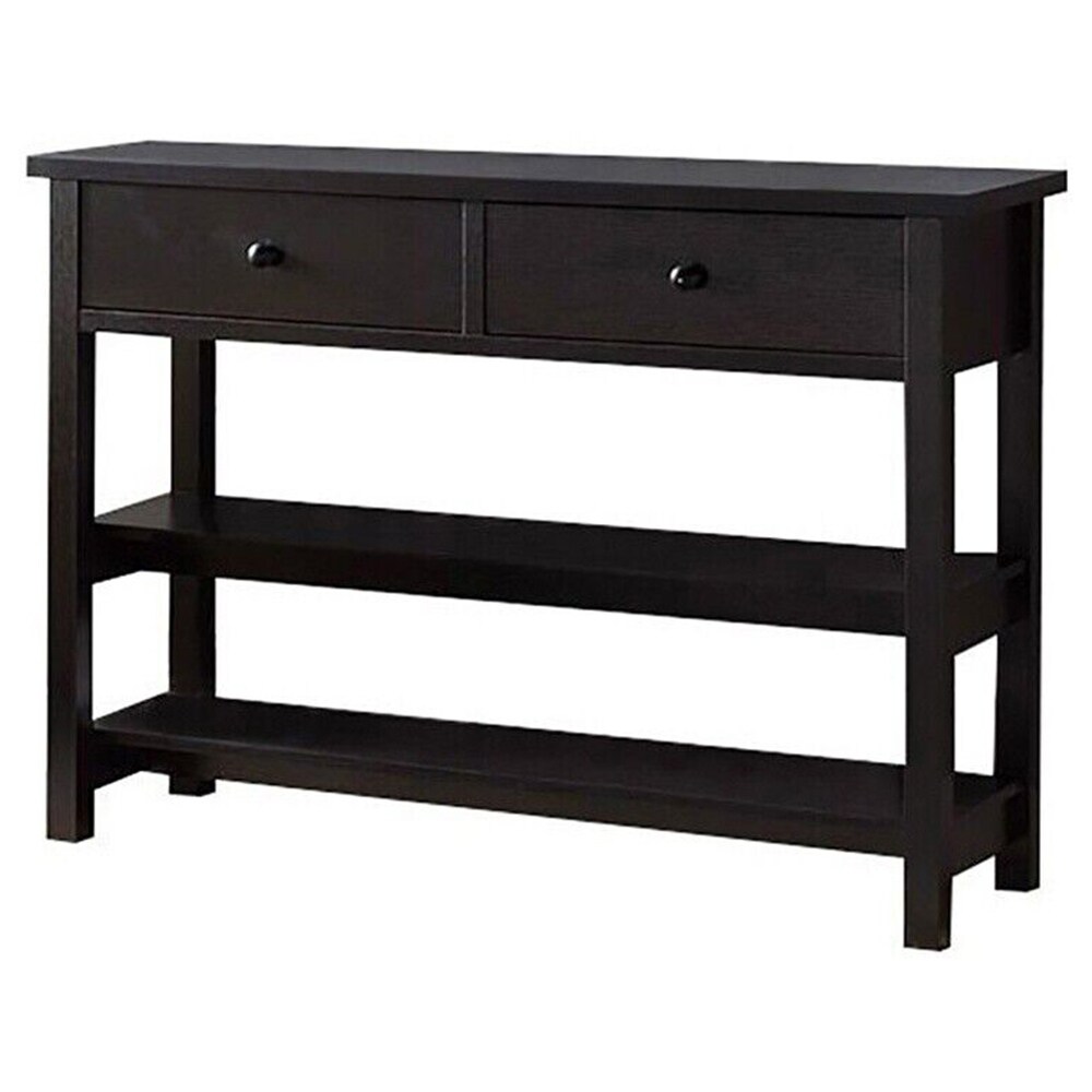 Furniture 2 Drawer Contemporary Wood Console Table in Red Cocoa   54 x 84