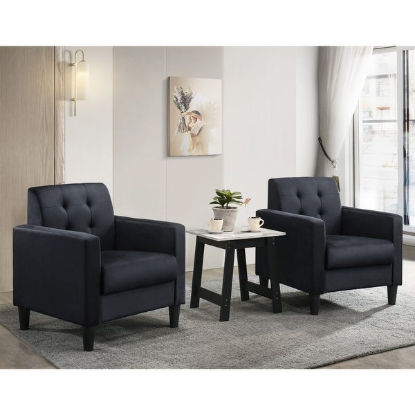 Button Tufted Velvet Upholstered Accent Chair and End Table Living Room Set - 28