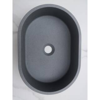 Gray Concrete Double Oval Vessel Sink without Faucet and Drain MP-C14-1