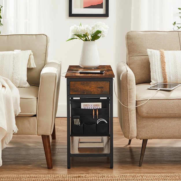 Vasagle Side Table End Table With Usb Ports And Outlets Nightstand With Charging Station