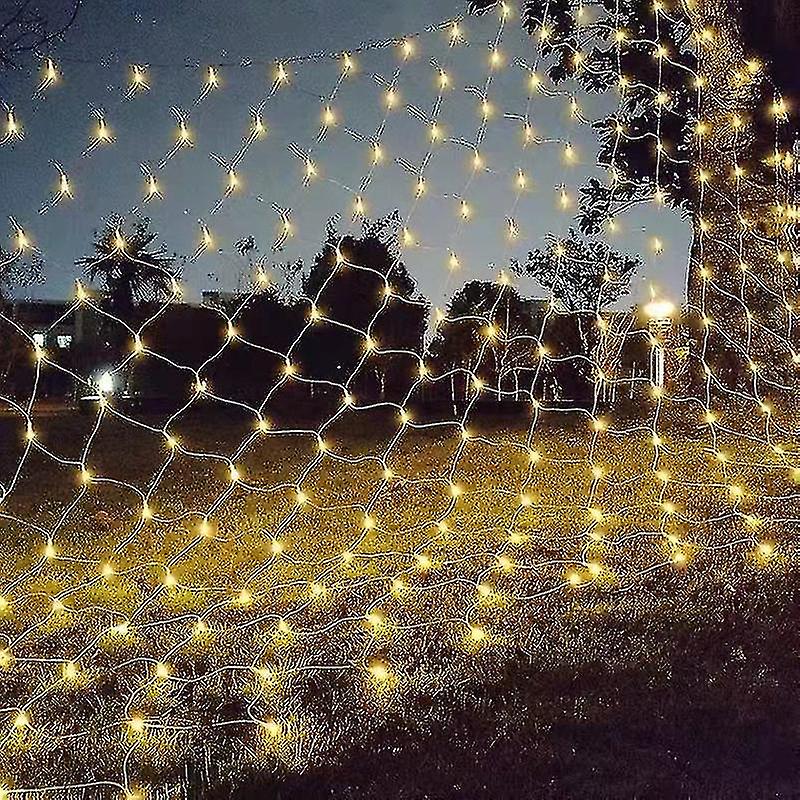 200 Led Net String Lights 3mx2m 8 Modes Energy Waterproof，warm White