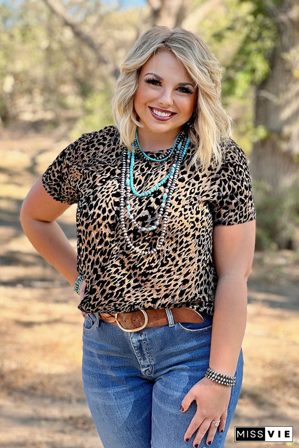 Leopard Plus Size Short Sleeve T-shirt