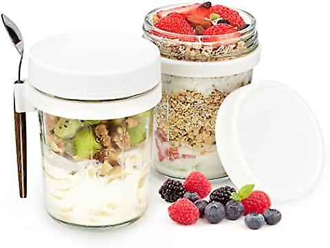 2 Pack Overnight Oats Containers - 12 Oz Mason Jars for Breakfast On-the-Go （2 PACK）