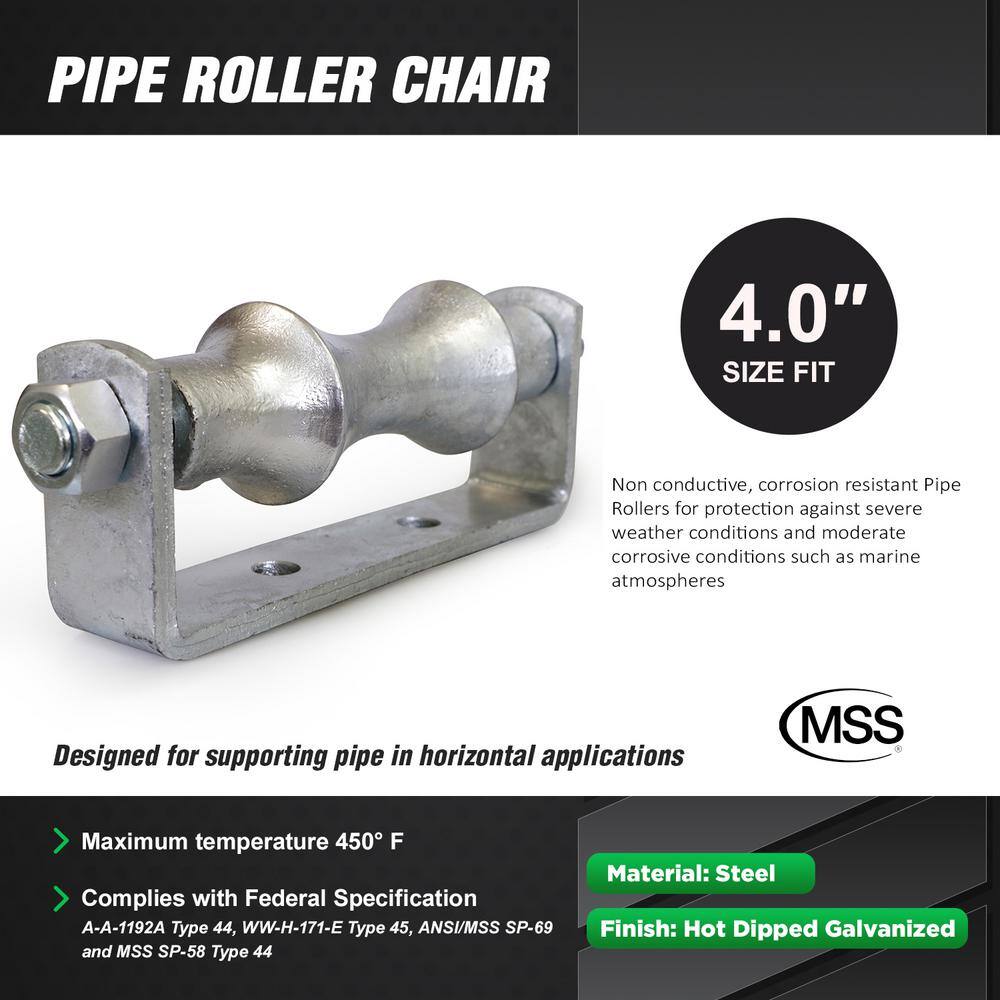 The Plumber's Choice 4 in. Pipe Roller Chair Hot Dipped Galvanized Steel (5-Pack) IE04-ISD-5