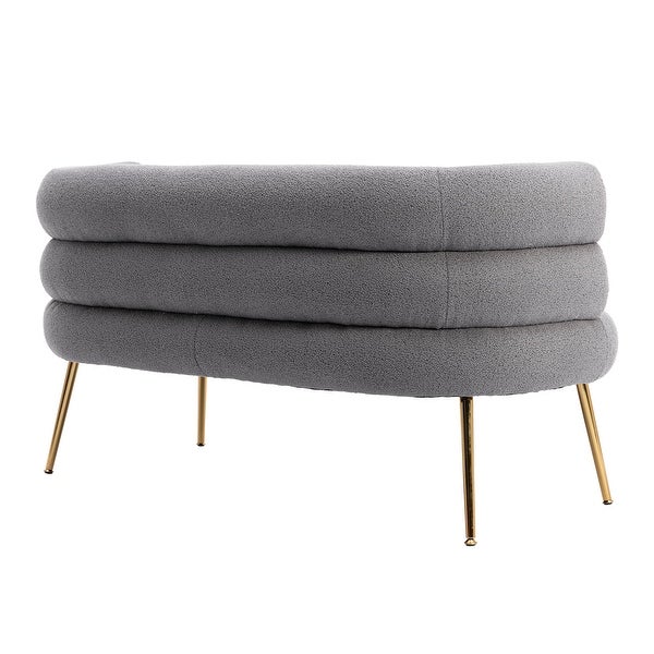 Modern Fabric Accent Chair ， Leisure Sofa with Tufted Back and Golde Metal Legs