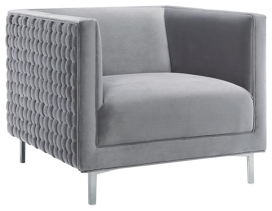 Sal Woven Chair Grey w/ Silver Stainless Steel Legs   Contemporary   Armchairs And Accent Chairs   by Old Bones Co.  Studios  Houzz