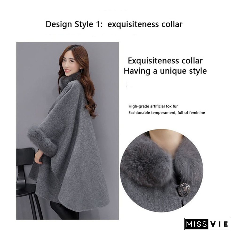 Winter Womens Parka Casual Coat Women Fur Coats Woman Clothes Cloak Shawl Jacket