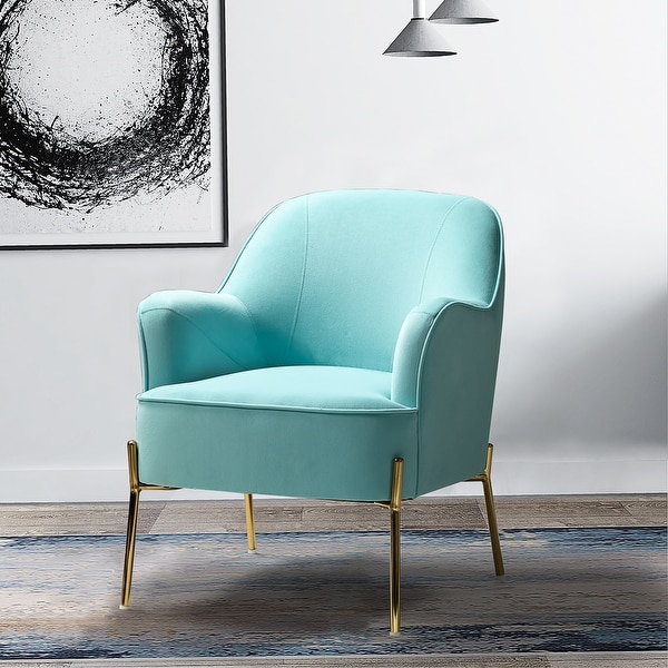 Nora Modern Accent Chair Comfy Velvet with Metal Legs by HULALA HOME