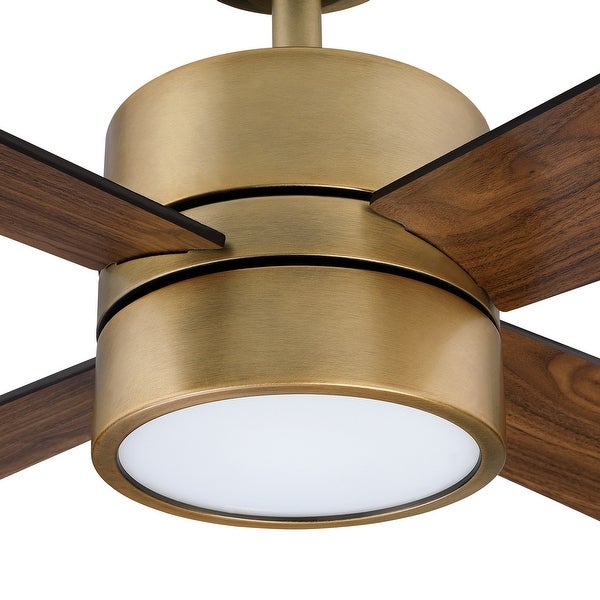 52 in. Indoor 4-Blade Natural Brass  Downrod Mount  Chandelier Ceiling Fan with Light and Remote Control Shopping - The Best Deals on Ceiling Fans | 39975428