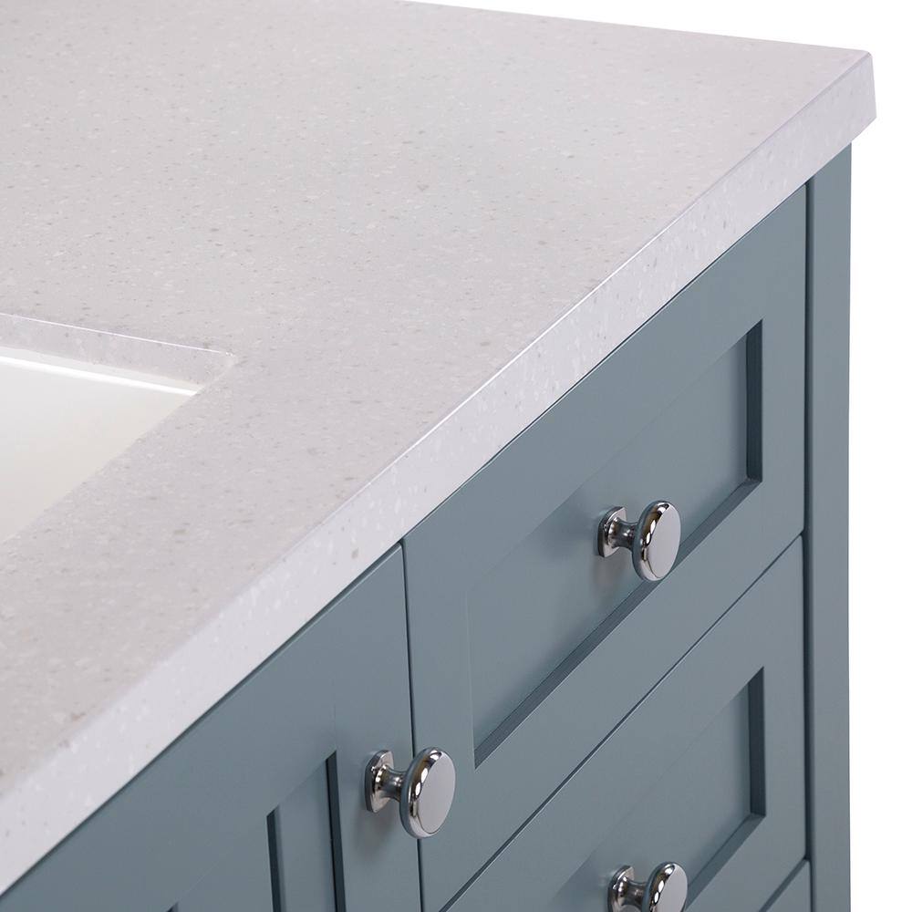 Home Decorators Collection Lanceton 49 in. W x 22 in. D Bath Vanity in Sage with Solid Surface Vanity Top in Titanium with White Sink LT48P2V8-SE