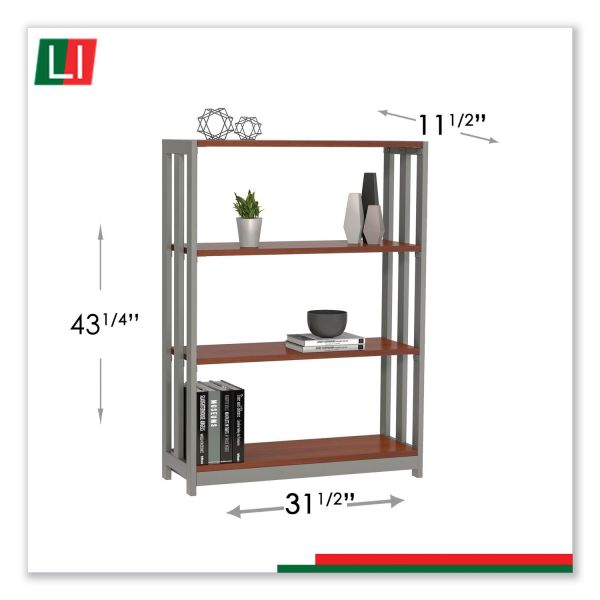 Linea Italia Trento Line Bookcase， Three-Shelf， 31.5w x 11.5d x 43.25h， Cherry