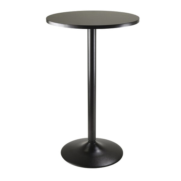 Wood Obsidian Round Pub Table， Black Finish