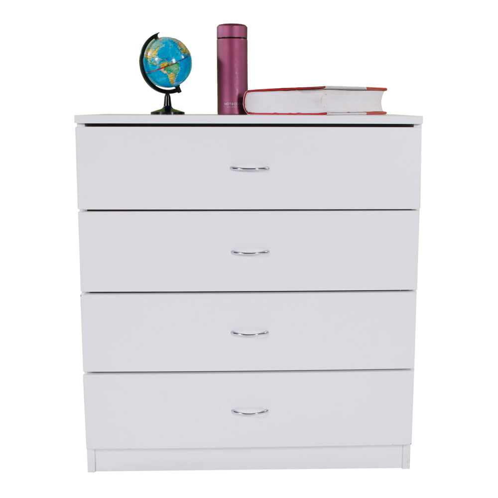 UBesGoo 4-Drawer Dresser Pure White with Metal Handles Bedside Night Stand Bedroom Best Furniture