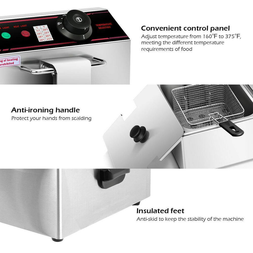 Costway 3400-Watt Electric Countertop Deep Fryer Dual Tank Commercial Restaurant Steel EP19233