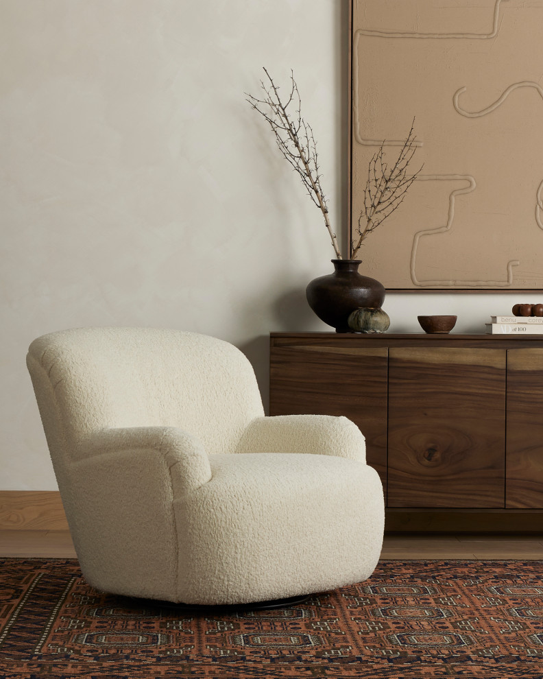 Kadon Swivel Chair  Sheepskin Natural   Transitional   Armchairs And Accent Chairs   by Four Hands  Houzz