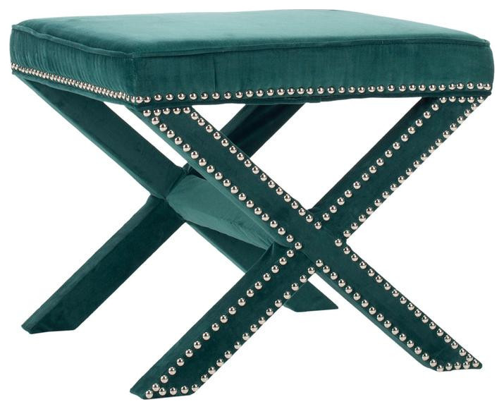 Arnold Ottoman Silver Nail Heads Marine   Contemporary   Footstools And Ottomans   by V.S.D Furniture  Houzz