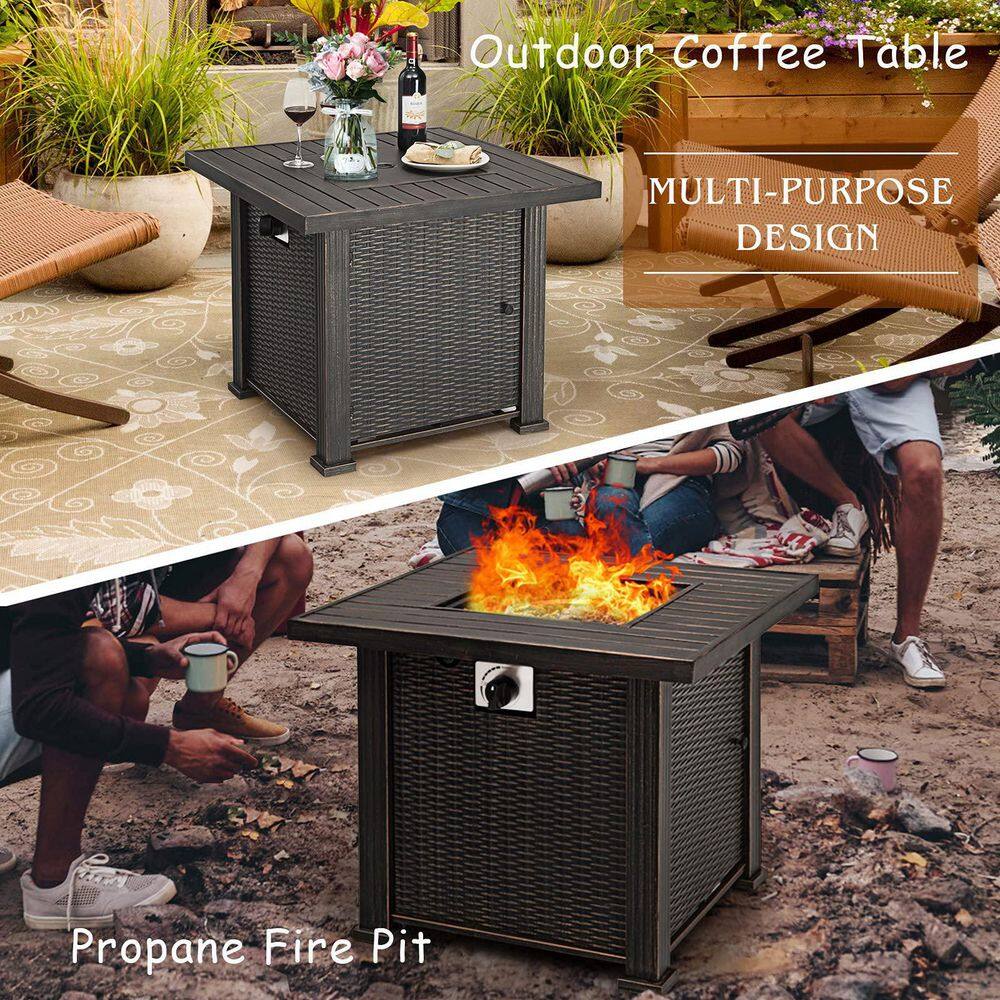 Alpulon 30 in. W Steel Propane Outdoor Patio Fire Pit Table ZY1C0325